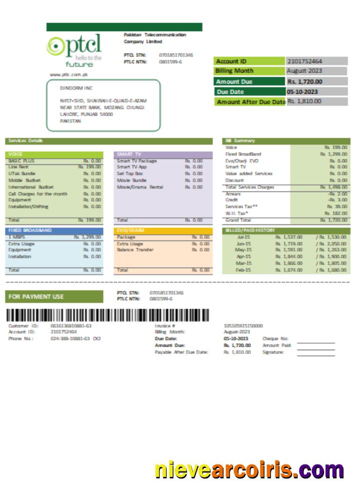 PTCL utility business bill